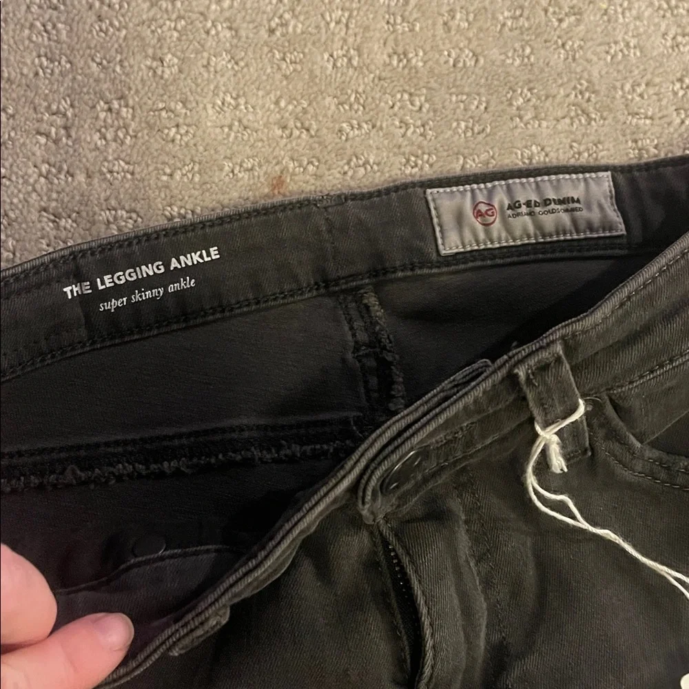 AG denim 26 aged denim black wash the legging super skinny ankle NWT $225